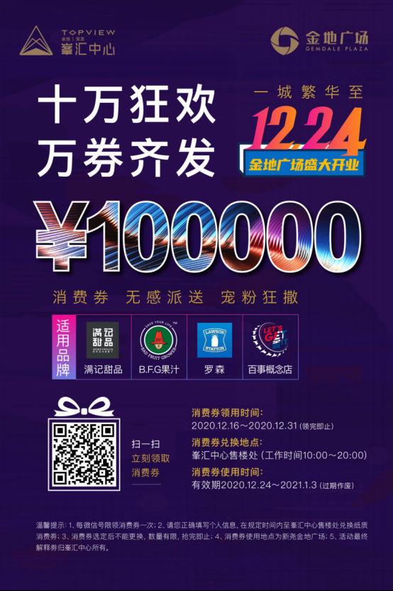 峯汇中心商业Mall-金地广场12.24盛大开业！全能公寓繁华即现，首付6成起，火爆开抢